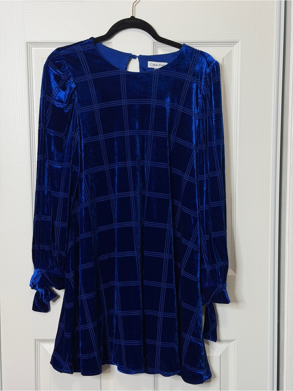 Calvin Klein Cobalt Blue Velvet Long Sleeve Dress Women’s 12